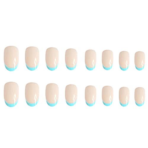 24 Piece Blue French Acrylic Nail Design Set for Stylish Elegant Manicures - Image 2