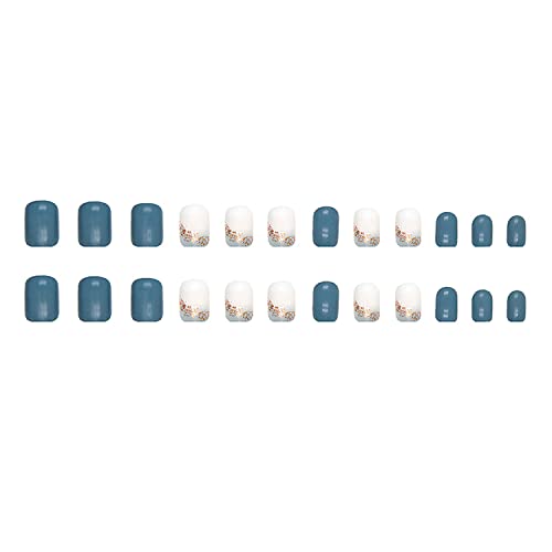 Stylish Blue and Gold Acrylic Nail Set - 24 Piece Long Length Manicure - Image 4