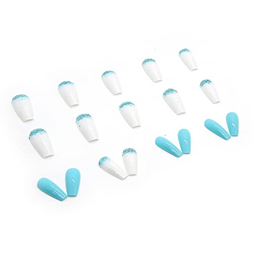 Blue and White Acrylic Nail Designs for Stylish Manicures, Set of 24 Pieces - Image 6