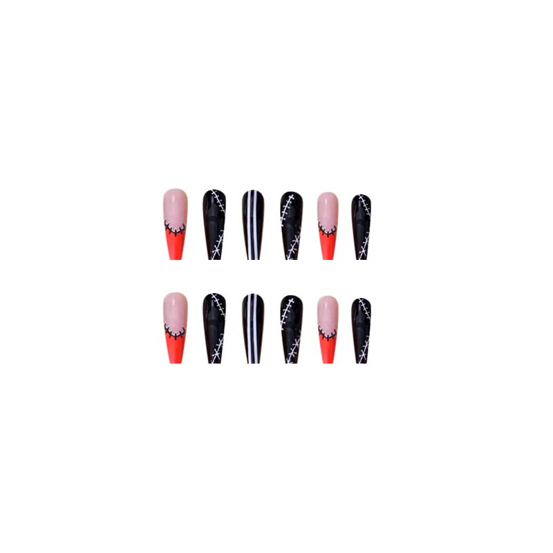 Stylish Black and Orange Acrylic Nail Art Set - 24 Pieces - Image 6