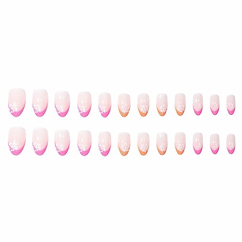 Orange and white acrylic nails for a vibrant look. - Image 4