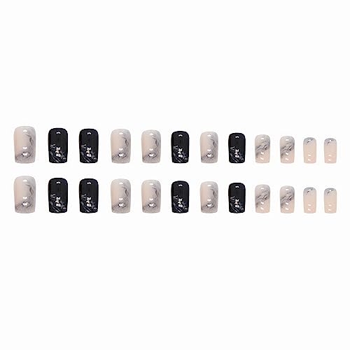 Royal Blue and White Acrylic Nail Art Kit, 24 Designer Pieces - Image 3