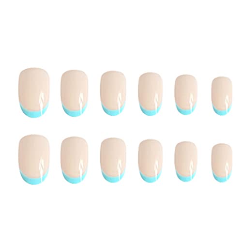 24 Piece Blue French Acrylic Nail Design Set for Stylish Elegant Manicures - Image 3