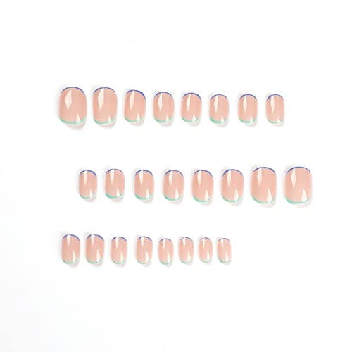 Blue French Tip Acrylic Nails - Image 3