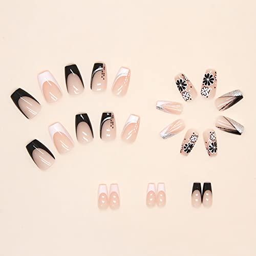 Black and white acrylic nails design. - Image 5