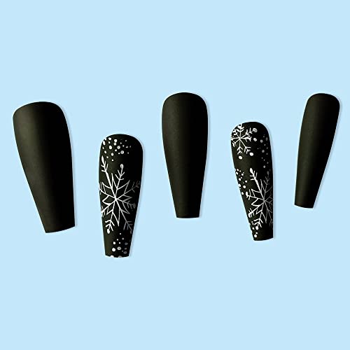 Black Festive Acrylic Nails Set 24 Pieces Holiday Glam Design - Image 2