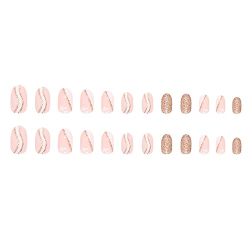 24pc Gold Glitter Acrylic Nail Set for Stunning Nail Art and Easy Application - Image 2