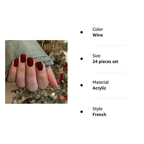 Maroon Coffin Acrylic Nails - Image 7