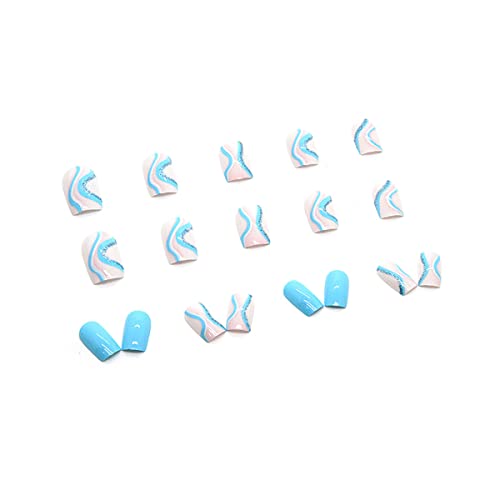 Short Blue Acrylic Coffin Nails for Stylish Trendy Nail Art Designs - Image 4