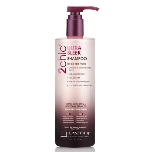 Keratin Argan Oil Shampoo for Smooth Shiny Hair 12 fl oz Volume