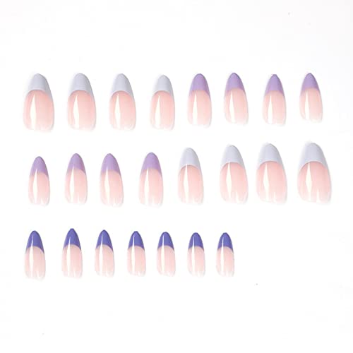 24 Piece Long Light Purple Acrylic Nails Set Stylish Design - Image 5