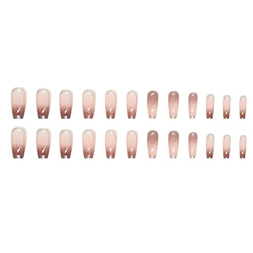 Tan Coffin Acrylic Nails - Image 5