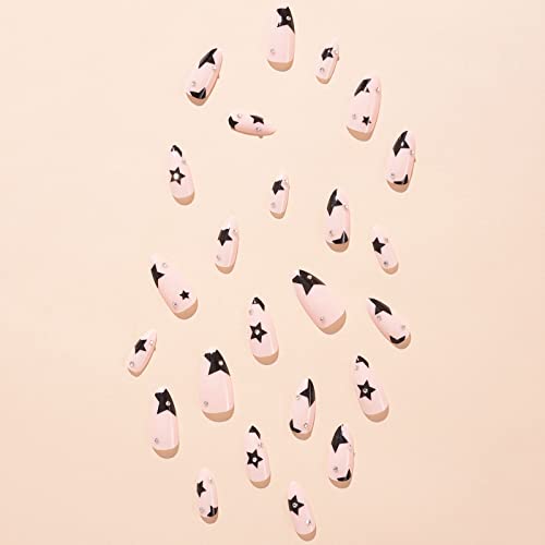 Black Almond Acrylic Nails - Image 6
