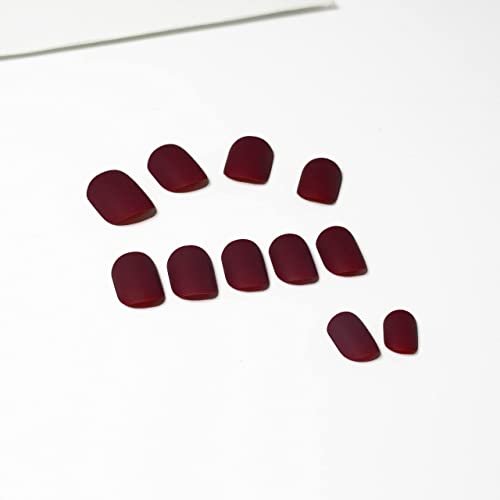 Maroon Coffin Acrylic Nails - Image 3