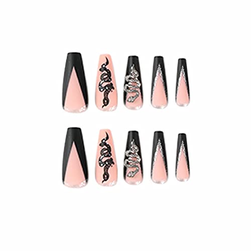 24-Piece Black Bling Acrylic Press-On Nails Set for Instant Glam - Image 2