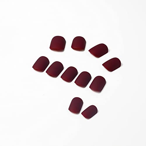 Maroon Coffin Acrylic Nails - Image 4