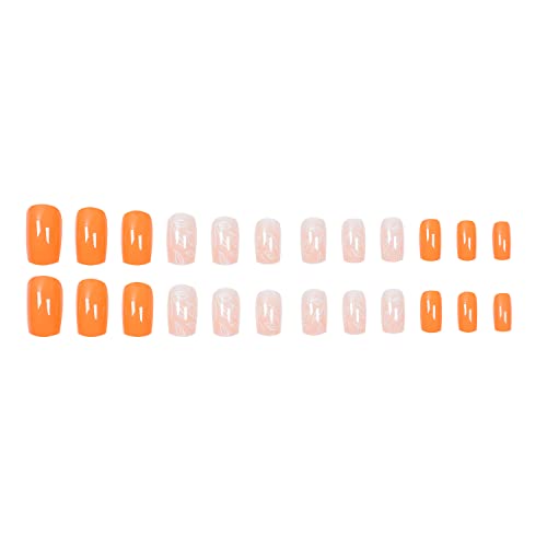 Short orange acrylic nails for a vibrant look. - Image 7