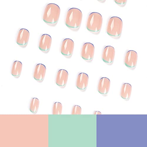 Blue French Tip Acrylic Nails - Image 5