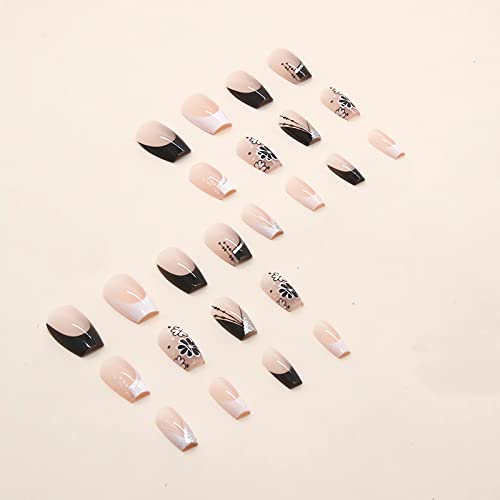 Black and white acrylic nails design. - Image 3