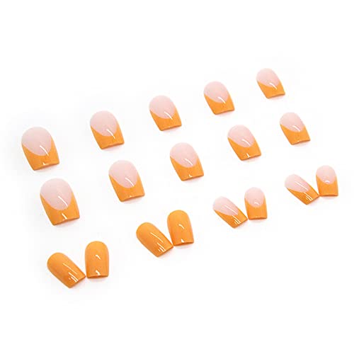 Short Orange Square Acrylic Nail Tips for Stylish Everyday Manicure, Pack of 500 - Image 2