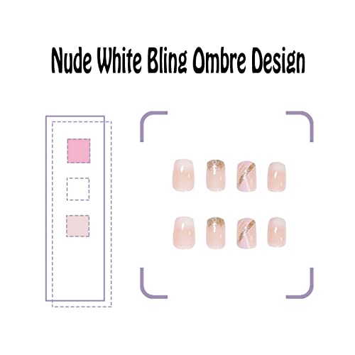 Short Ombre Coffin Acrylic Nails 24 Pcs Set for Stylish Trendy Nail Art - Image 2