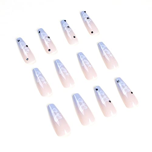 24 Piece Coffin Blue Acrylic Nail Design Set for Stylish Manicures - Image 3