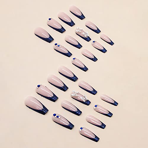 Royal Blue and Silver Acrylic Nail Design Kit for Stunning Nail Art at Home - Image 2