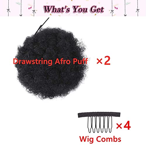 Afro Puff Kinky Curly 100% Human Hair Wig Natural Look and Feel Medium - Image 2