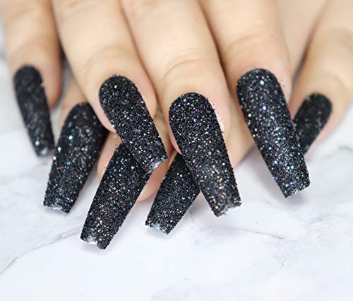 Black Coffin Acrylic Nails - Image 2