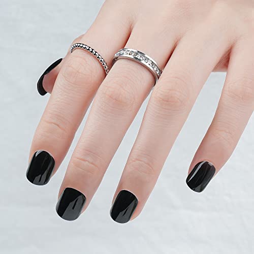24-Piece Short Black Squoval Acrylic Nails for Elegant & Stylish Manicures - Image 8