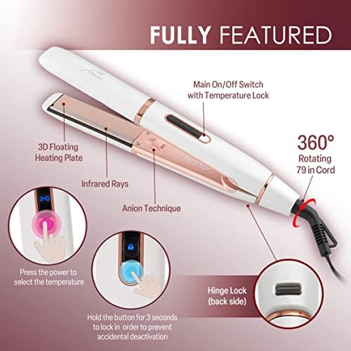 1 Inch Ceramic Plate Frizz-Fighting Hair Straightener for Smooth Sleek Locks - Image 2