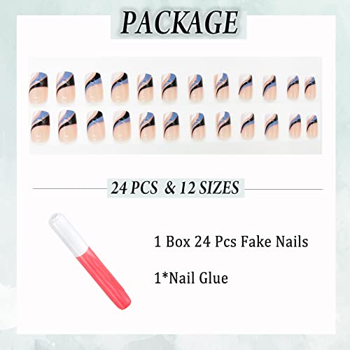 Chic Blue White Ombre Acrylic Nail Art Design Kit for Stylish Enthusiasts - Image 4