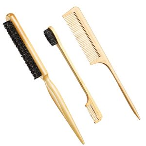 Boar Bristle Wooden Hair Brush for Gentle Detangling and Hair Smoothing, Medium Size