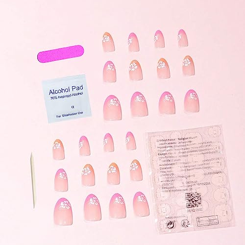 Orange and white acrylic nails for a vibrant look. - Image 6