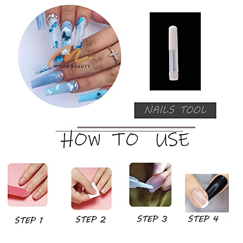 Chic Blue Butterfly Acrylic Nail Set 24 Pieces Durable & Easy Application - Image 6