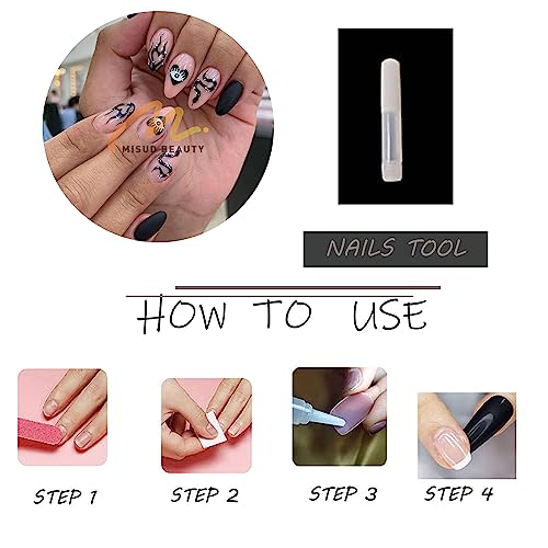 Black Fire Long Length 24 Pack Acrylic Press-On Nails for Effortless Application - Image 6
