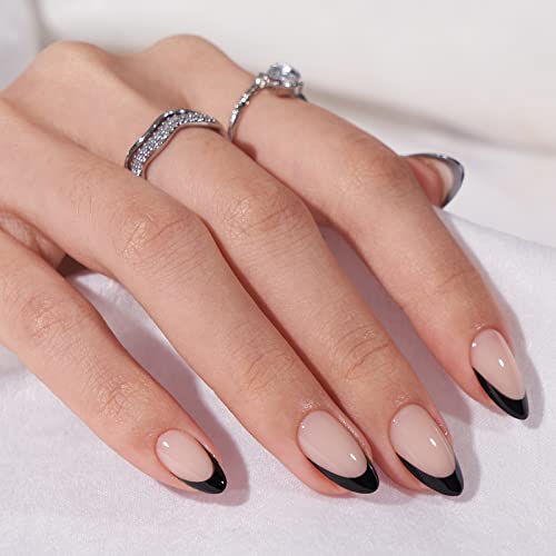 Black Stick-On Nails 24 Count Set Instant Glam Easy Application - Image 2
