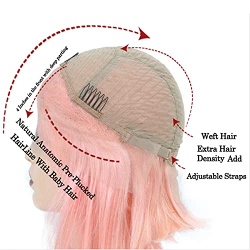 Rose Gold 18 Inch Human Hair Wig for Women, Natural Style, Adjustable Cap - Image 7