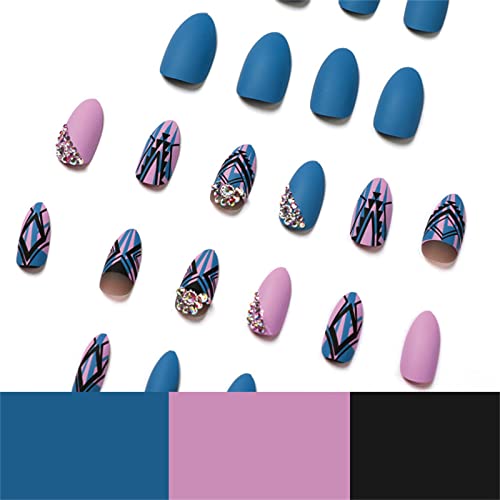 Vibrant Blue and Pink Acrylic Nail Set, 24 Piece Medium Size Manicure Kit - Image 5