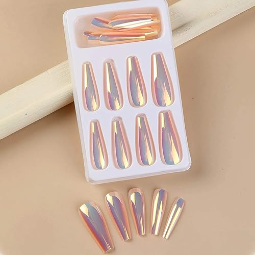 Holographic Coffin Acrylic Nail Set for Chic Nail Art - 24 Pieces - Image 2