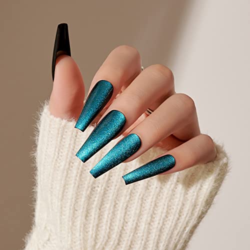 Teal Blue Acrylic Nails Set - Stylish, Durable Press-On Manicure - Easy Application