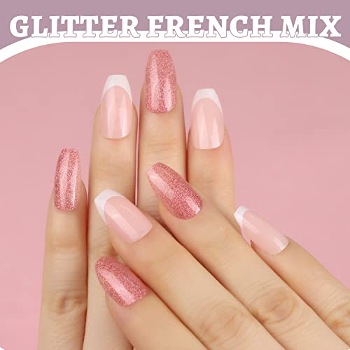 24 Piece Glitter Coffin Acrylic Nail Set for Elegant Nail Art - Image 6