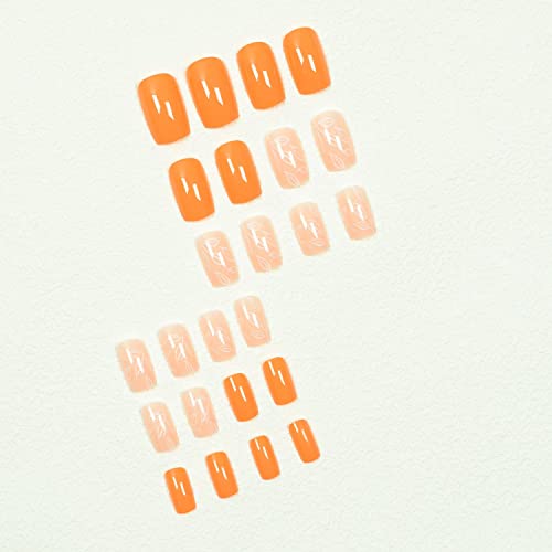 Short orange acrylic nails for a vibrant look. - Image 4
