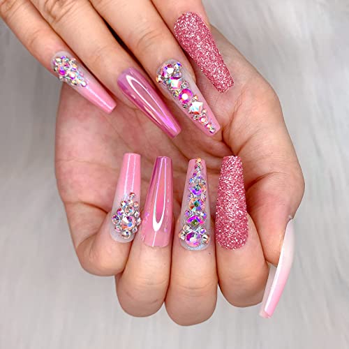 Shimmering Glitter Ombre Acrylic Nails Set for Elegant Nail Art Designs - Image 4