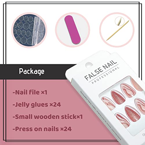 Sparkling Almond Shaped Acrylic Nails Set for Beautiful Nail Art and Design - Image 4