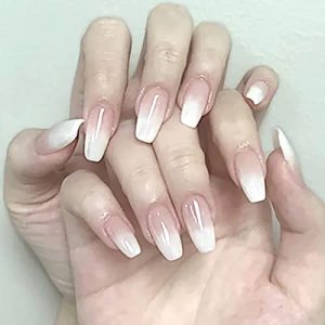 Stylish Ombre Coffin Acrylic Nail Set - 24 Piece Manicure Kit
