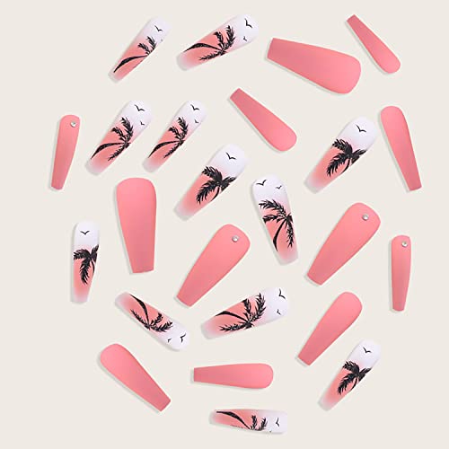24 Piece Long Summer Coffin Acrylic Nails - Assorted Colors - Image 4