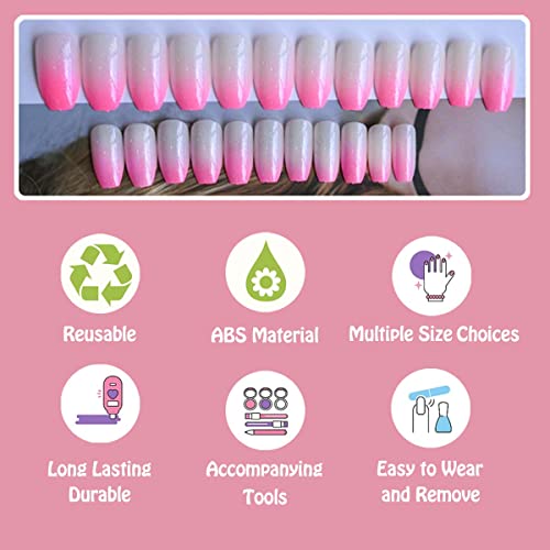 Light Pink Coffin Acrylic Nails - Image 3