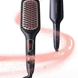 Flow Ceramic Electric Hair Straightener Brush Fast Heating Anti-Static 1 Inch