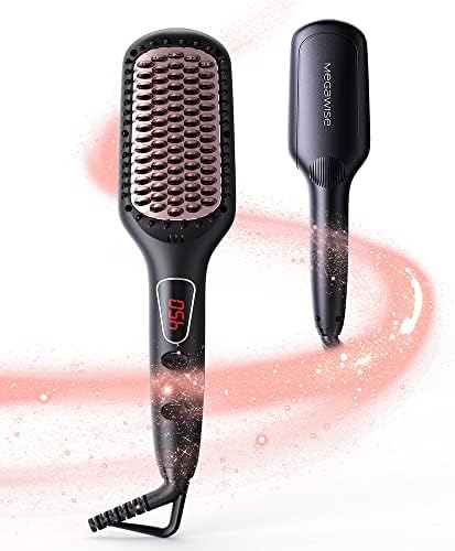 Flow Ceramic Electric Hair Straightener Brush Fast Heating Anti-Static 1 Inch